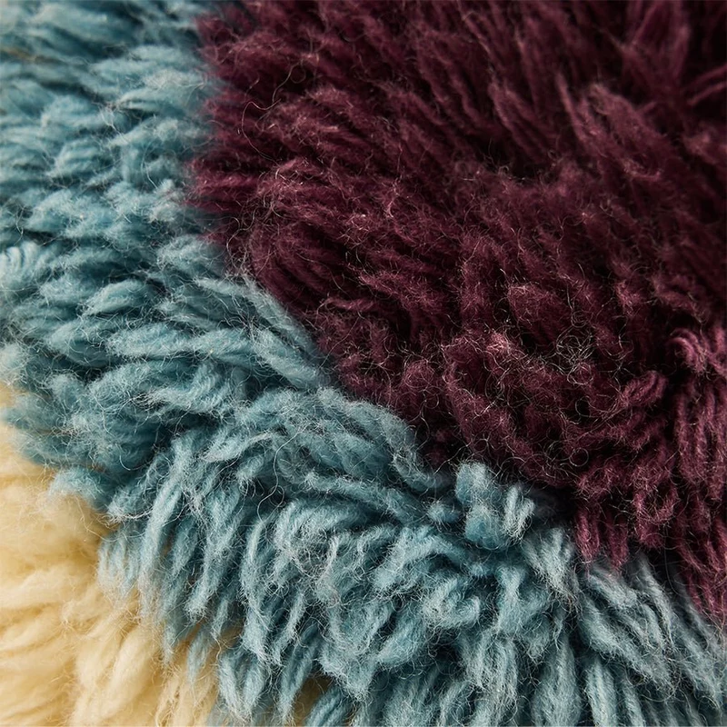 Coussin rond en laine bleu et violet 40cm eye catcher Fluffy - HKLiving