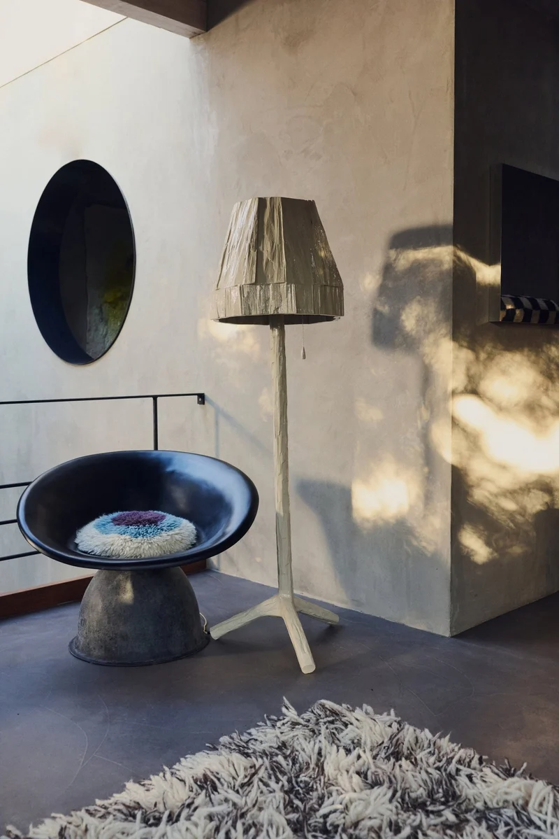 Coussin rond en laine bleu et violet 40cm eye catcher Fluffy - HKLiving