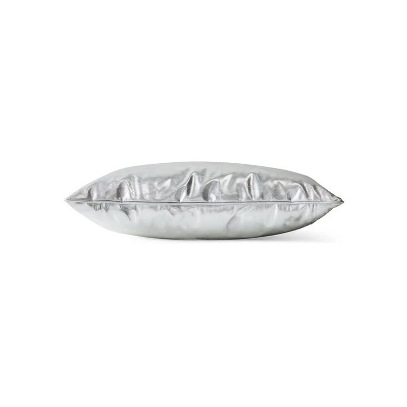 Coussin rectangulaire faux cuir argenté 60x35cm - HKLiving