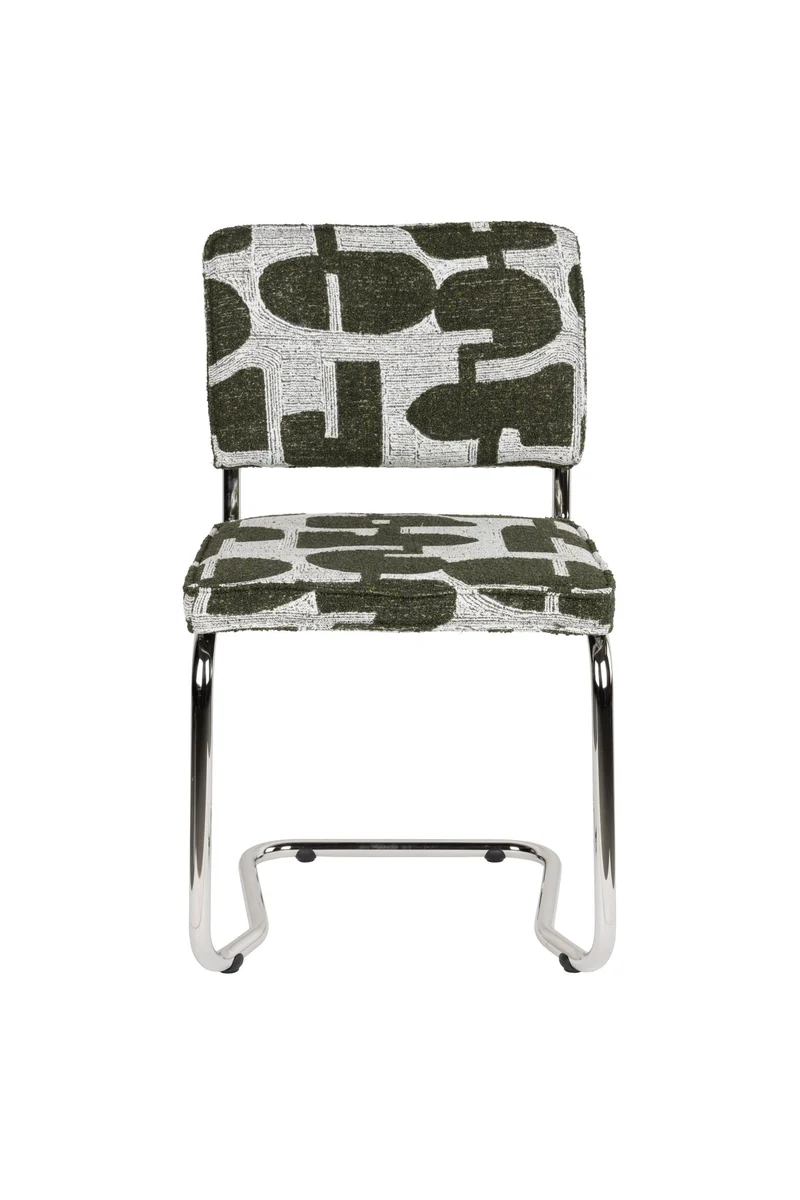 Chaise en tissu aux motifs vert et acier chromé Ridge - Zuiver