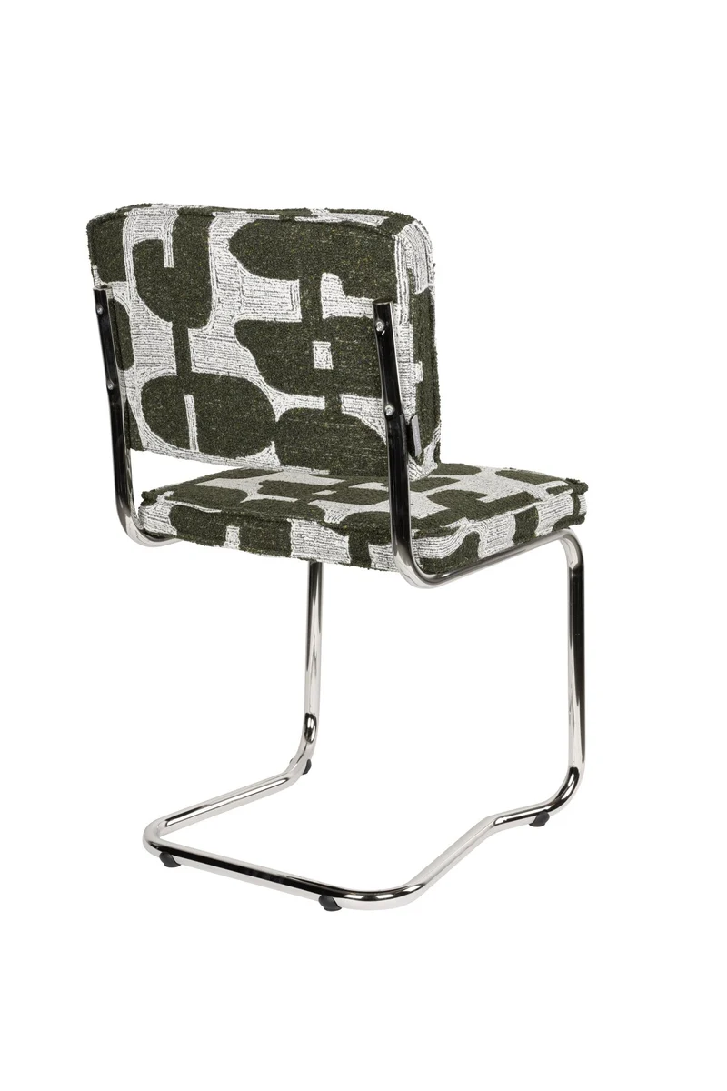 Chaise en tissu aux motifs vert et acier chromé Ridge - Zuiver