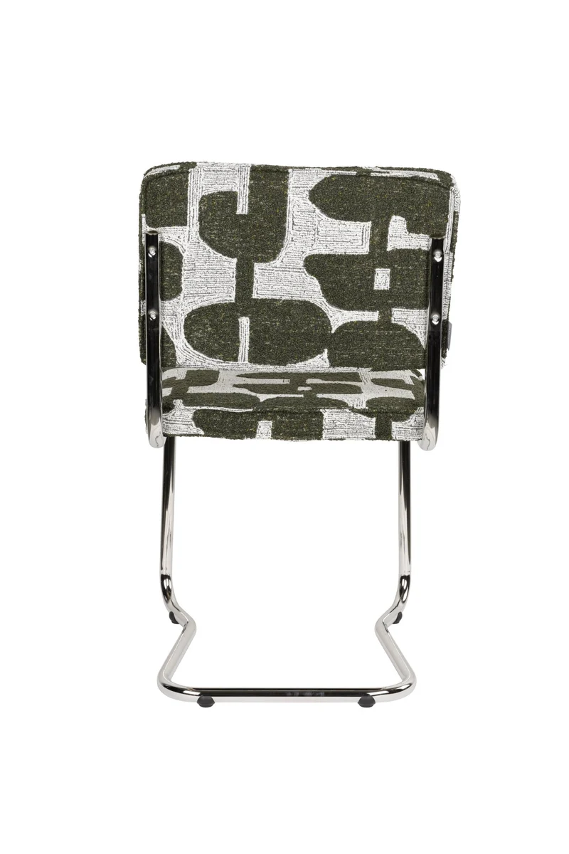 Chaise en tissu aux motifs vert et acier chromé Ridge - Zuiver