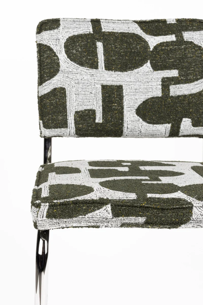 Chaise en tissu aux motifs vert et acier chromé Ridge - Zuiver