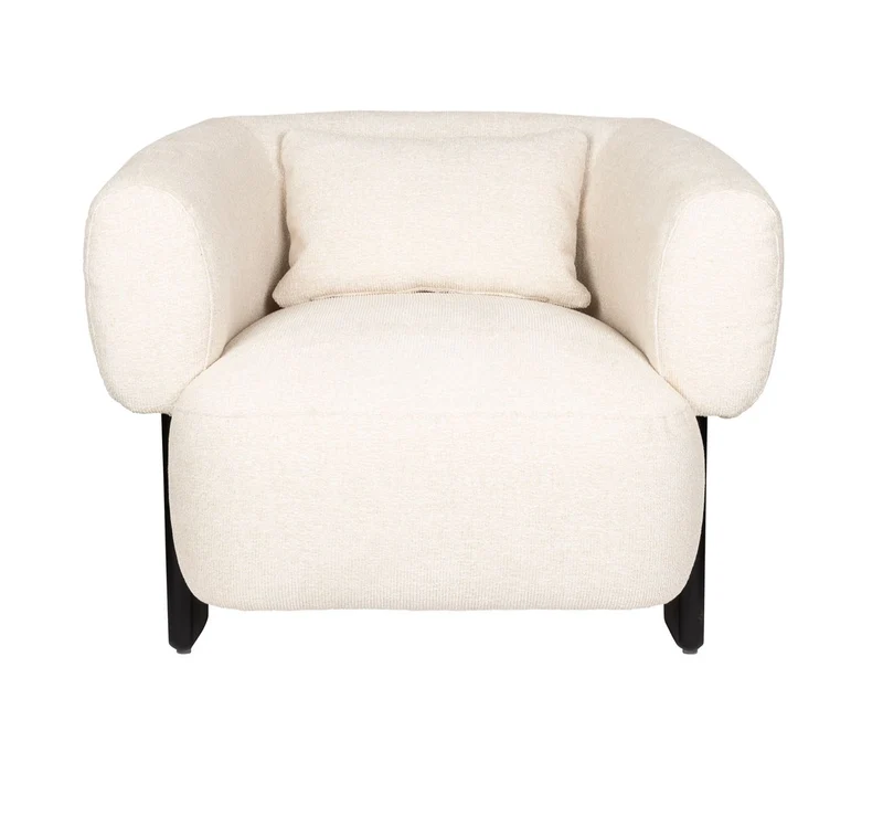Fauteuil en velours beige et bois marron Neil - Zuiver
