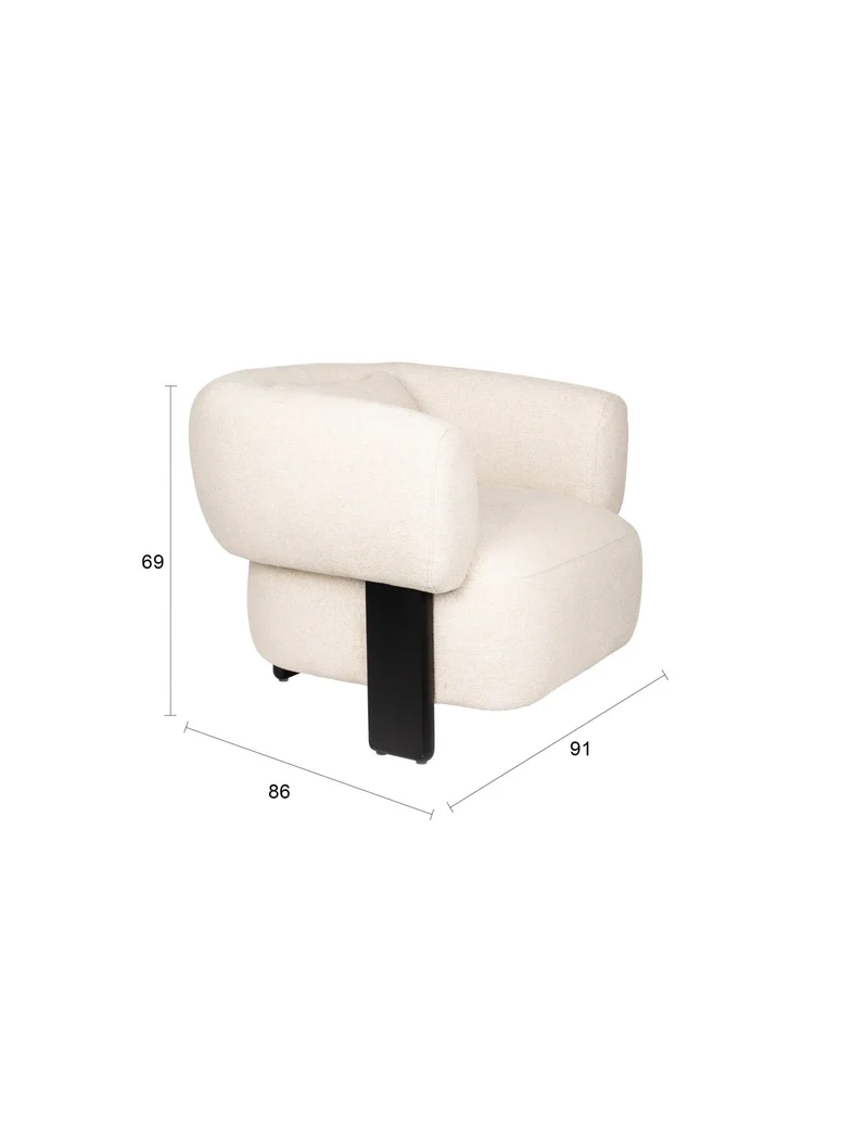 Fauteuil en velours beige et bois marron Neil - Zuiver