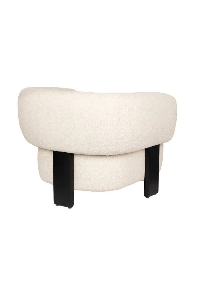 Fauteuil en velours beige et bois marron Neil - Zuiver