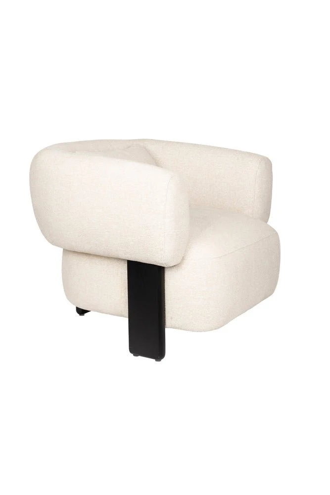 Fauteuil en velours beige et bois marron Neil - Zuiver