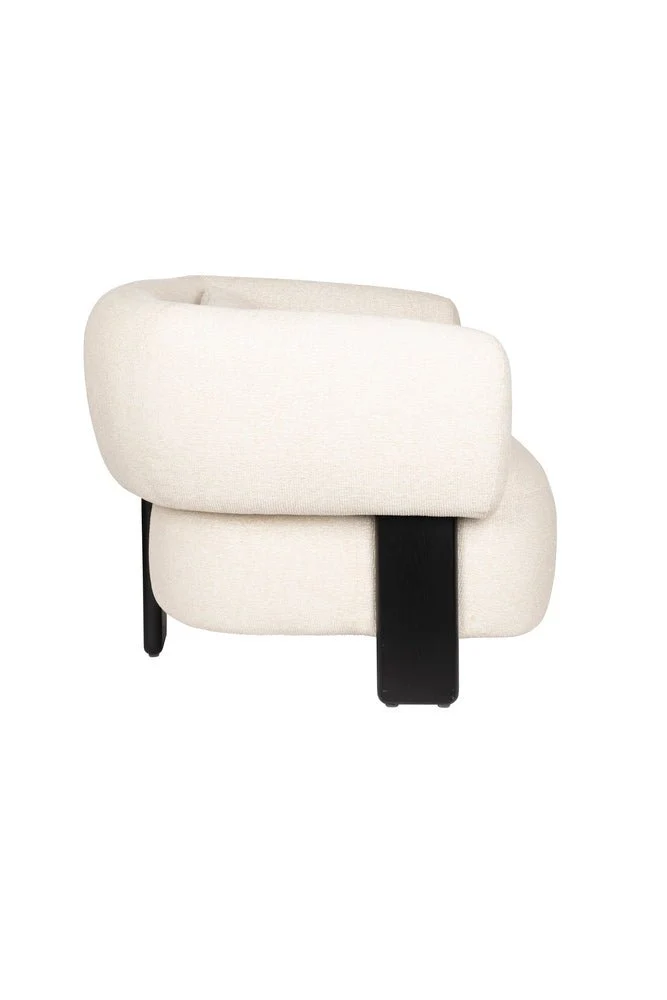 Fauteuil en velours beige et bois marron Neil - Zuiver