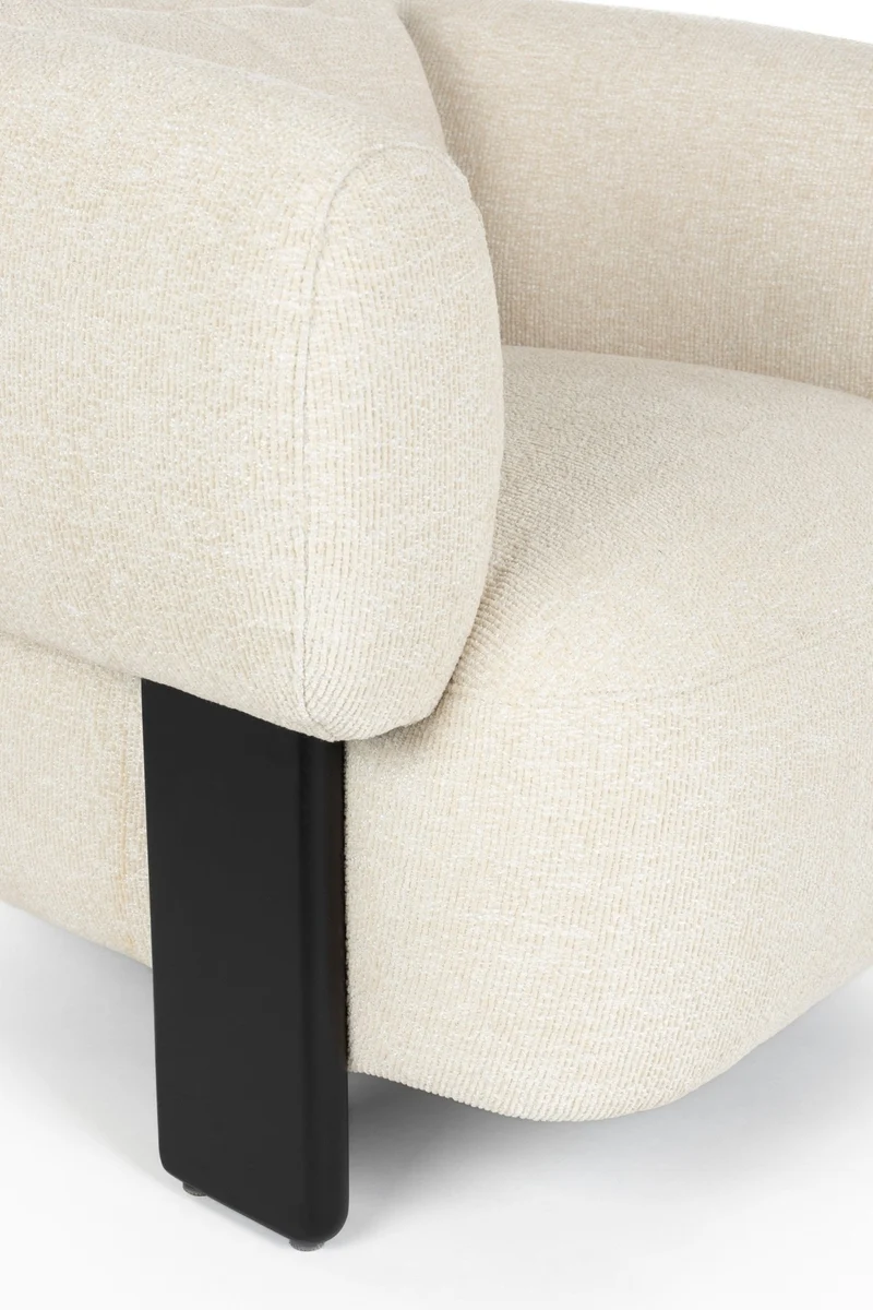 Fauteuil en velours beige et bois marron Neil - Zuiver