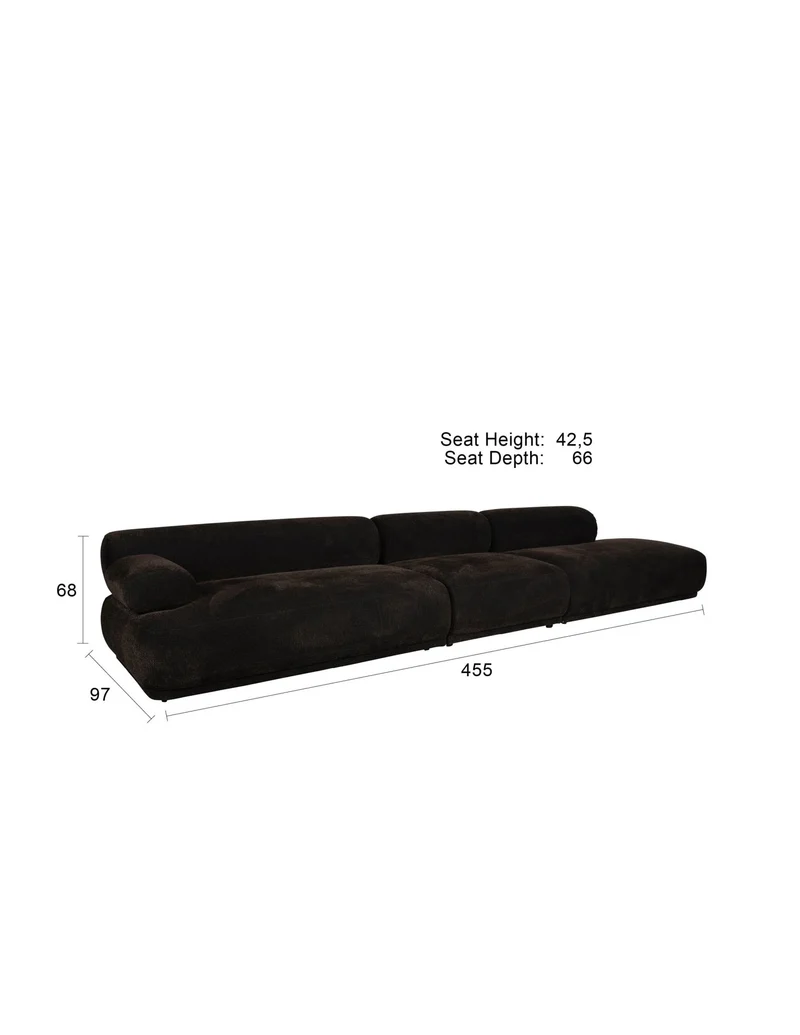 Canapé côté droit en tissu marron foncé 4,5 places Rembrandt - Zuiver