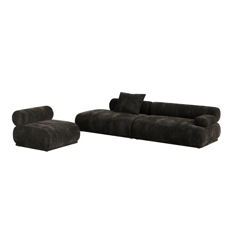 Canapé côté droit en tissu marron foncé 4,5 places Rembrandt - Zuiver