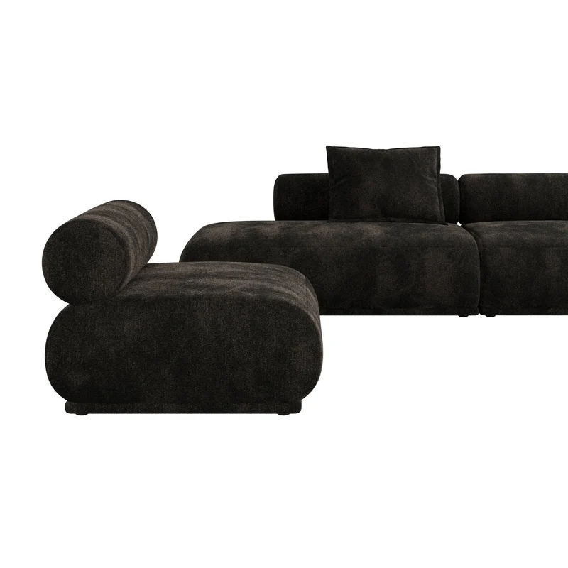 Canapé côté droit en tissu marron foncé 4,5 places Rembrandt - Zuiver