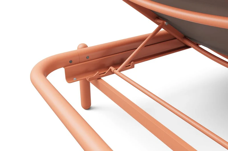 Transat en aluminium orange avec son matelas rayé orange 212x97x39cm Sunbud - Fatboy