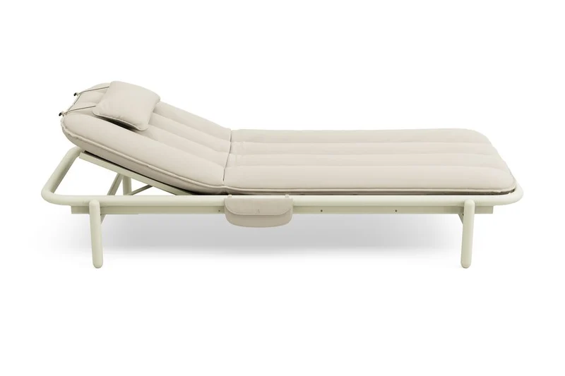 Transat en aluminium beige avec son matelas 212x97x39cm Sunbud - Fatboy