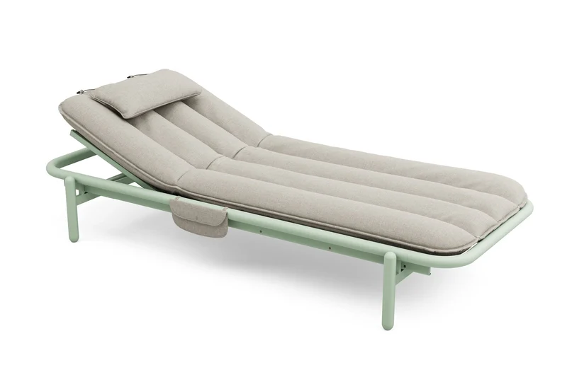 Transat en aluminium vert avec son matelas gris 212x97x39cm Sunbud - Fatboy