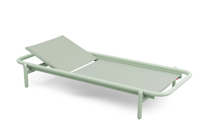 Transat en aluminium vert avec son matelas gris 212x97x39cm Sunbud - Fatboy