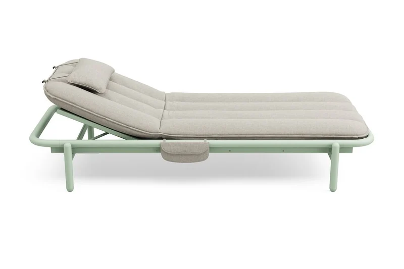 Transat en aluminium vert avec son matelas gris 212x97x39cm Sunbud - Fatboy