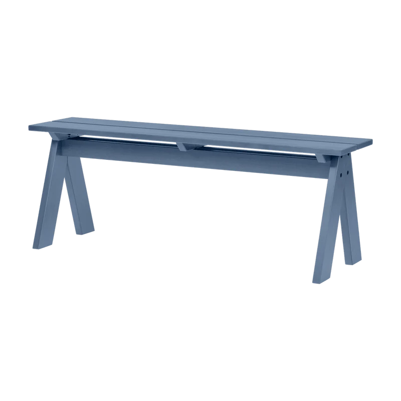 Banc de jardin en bois de pin massif bleu givré 120x40x44cm Navo - noo.ma