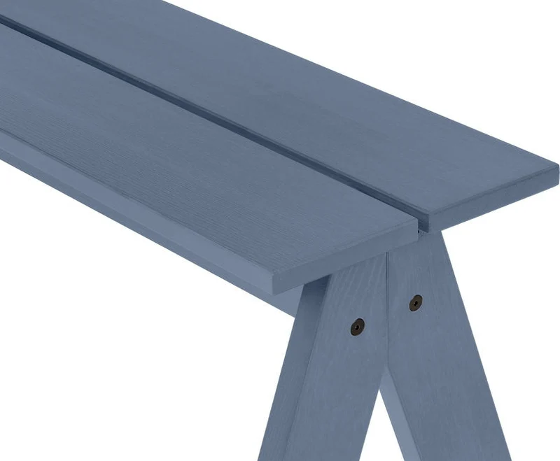 Banc de jardin en bois de pin massif bleu givré 120x40x44cm Navo - noo.ma