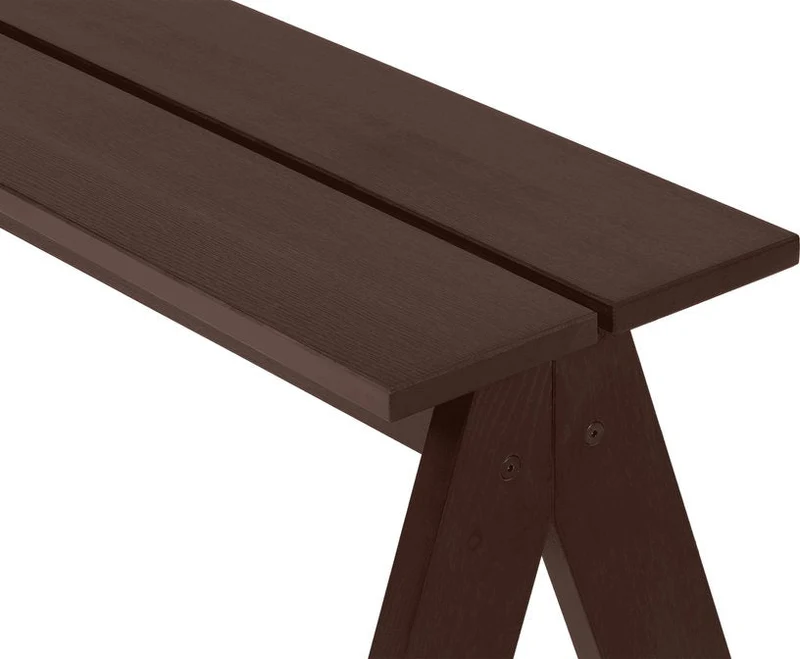 Banc de jardin en bois de pin massif brun cacao 120x40x44cm Navo - noo.ma