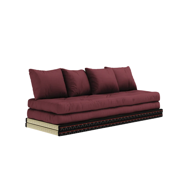 Canapé-lit avec 2 tatami et matelas bordeaux 80x200cm Chico - Karup Design