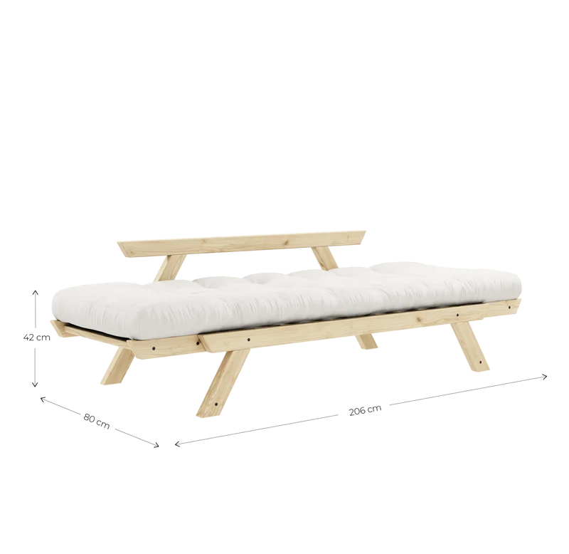 Canapé-lit en pin massif avec accoudoirs et matelas bordeaux 75x200cm Bebop - Karup Design