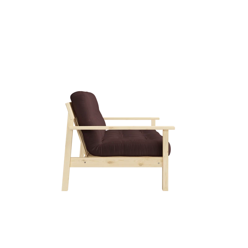 Canapé-lit en pin massif avec accoudoirs et matelas en coton marron 130x190cm Unwind - Karup Design