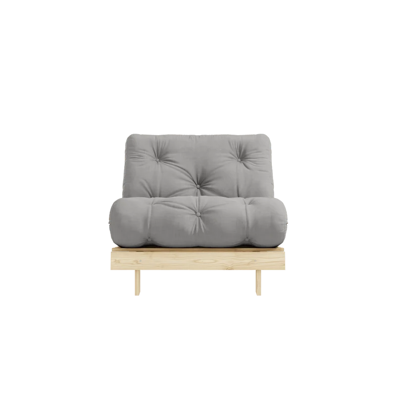 Canapé-lit en pin massif avec matelas gris 90x200cm Raw roots - Karup Design