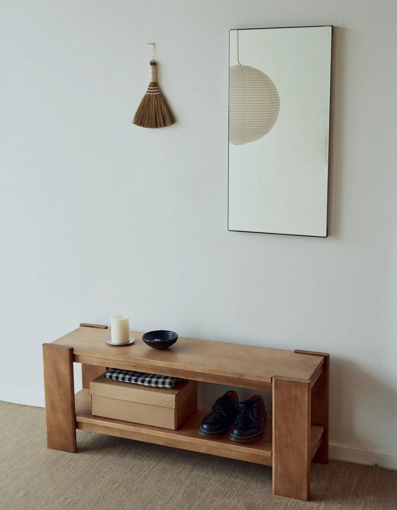 Banc en pin laqué foncé 112x33x45cm Beam - Form&Refine