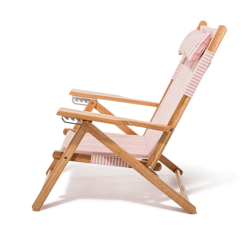 Chaise de plage pliante en toile à rayures rose Lauren's Stripe The Tommy Chair - Business & Pleasure