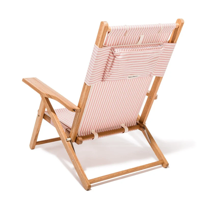 Chaise de plage pliante en toile à rayures rose Lauren's Stripe The Tommy Chair - Business & Pleasure