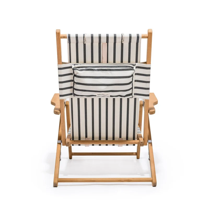 Chaise de plage pliante en toile à rayures noires Monaco The Tommy Chair - Business & Pleasure