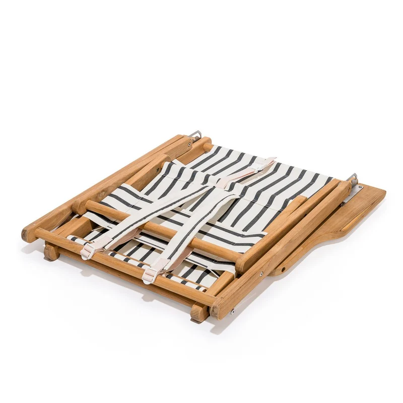 Chaise de plage pliante en toile à rayures noires Monaco The Tommy Chair - Business & Pleasure