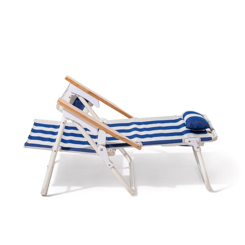 Chaise pliante de plage en toile à rayures bleu Crew Blue Stripe The Penny - Business & Pleasure