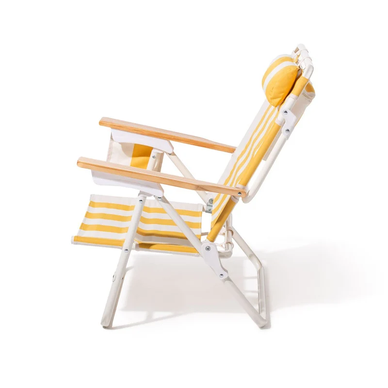 Chaise pliante de plage en toile à rayures jaune Crew Mimosa Stripe The Penny - Business & Pleasure