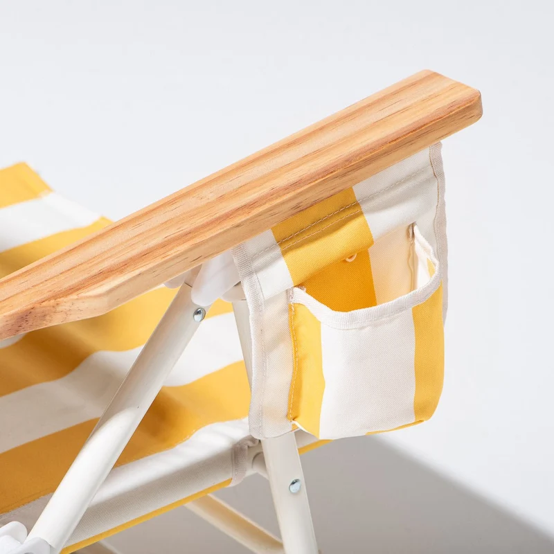 Chaise pliante de plage en toile à rayures jaune Crew Mimosa Stripe The Penny - Business & Pleasure