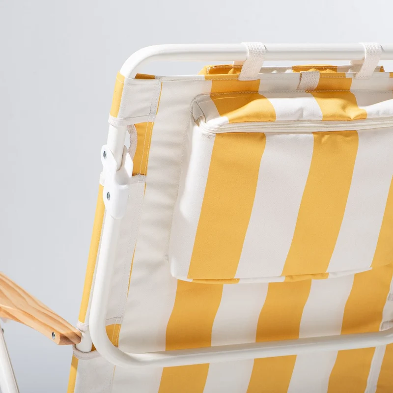 Chaise pliante de plage en toile à rayures jaune Crew Mimosa Stripe The Penny - Business & Pleasure