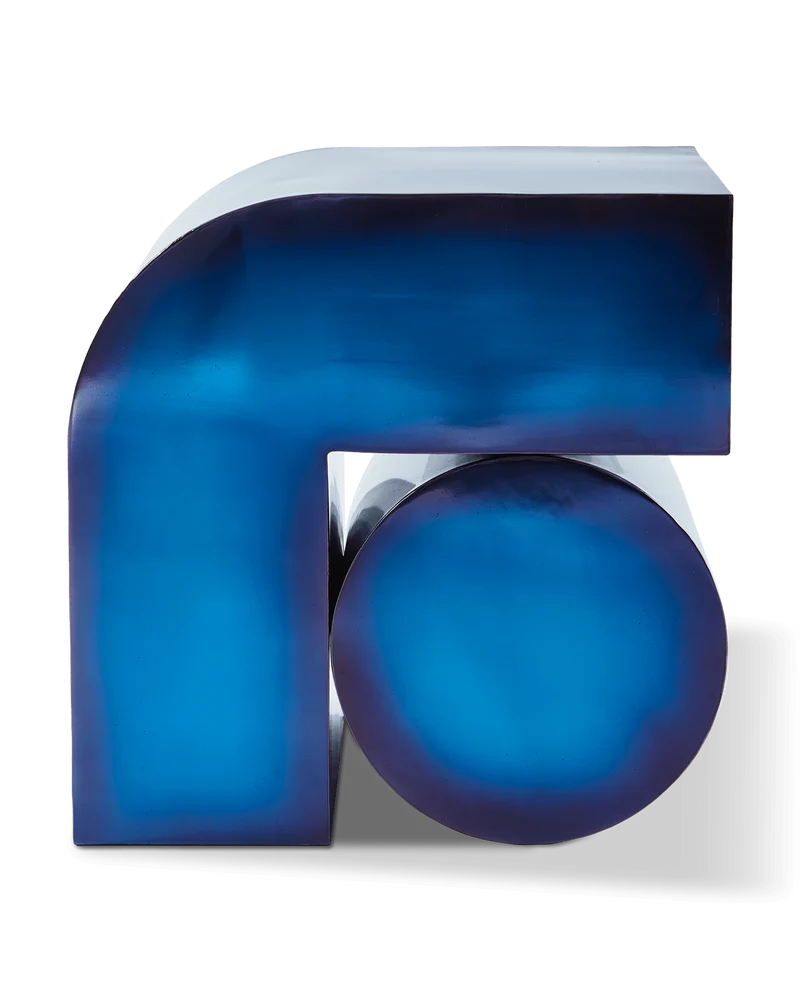 Table d'appoint en métal reyclé bleu 45cm Kombo - Pols Potten