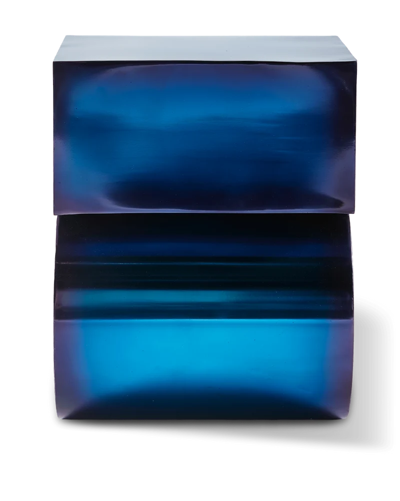 Table d'appoint en métal reyclé bleu 45cm Kombo - Pols Potten