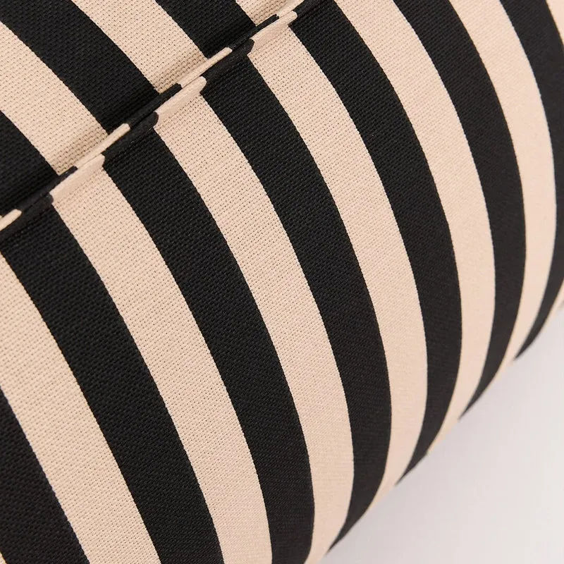 Fauteuil pouf en coton à rayures noir et beige 105 x 105 x 60 cm Ziggy - Nobodinoz