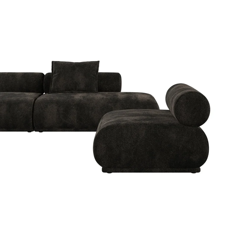 Canapé côté gauche en tissu marron foncé 4,5 places Rembrandt - Zuiver