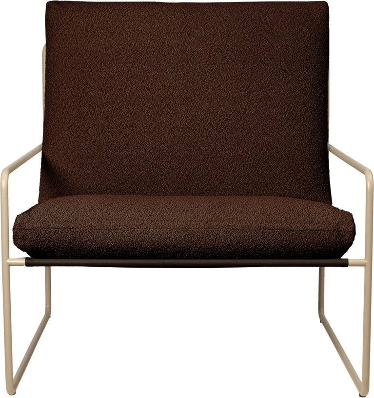 Fauteuil en acier galvanisé beige et tissu bouclé marron 78w79x85cm Desert 1 - Ferm living