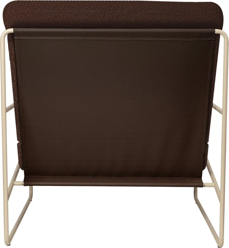Fauteuil en acier galvanisé beige et tissu bouclé marron 78w79x85cm Desert 1 - Ferm living