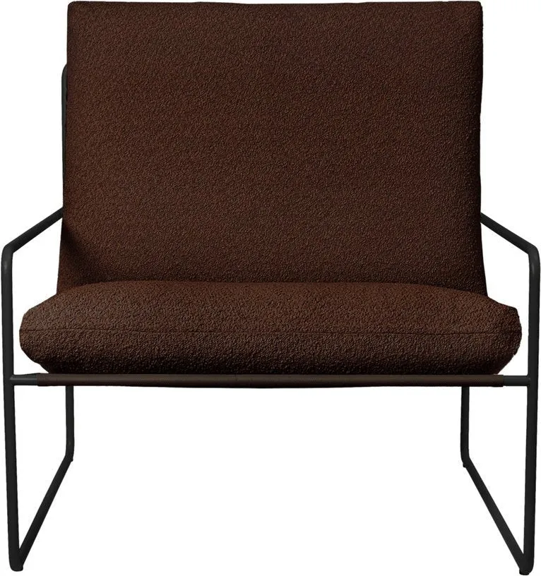 Fauteuil en acier galvanisé noir et tissu bouclé marron 78w79x85cm Desert 1 - Ferm living
