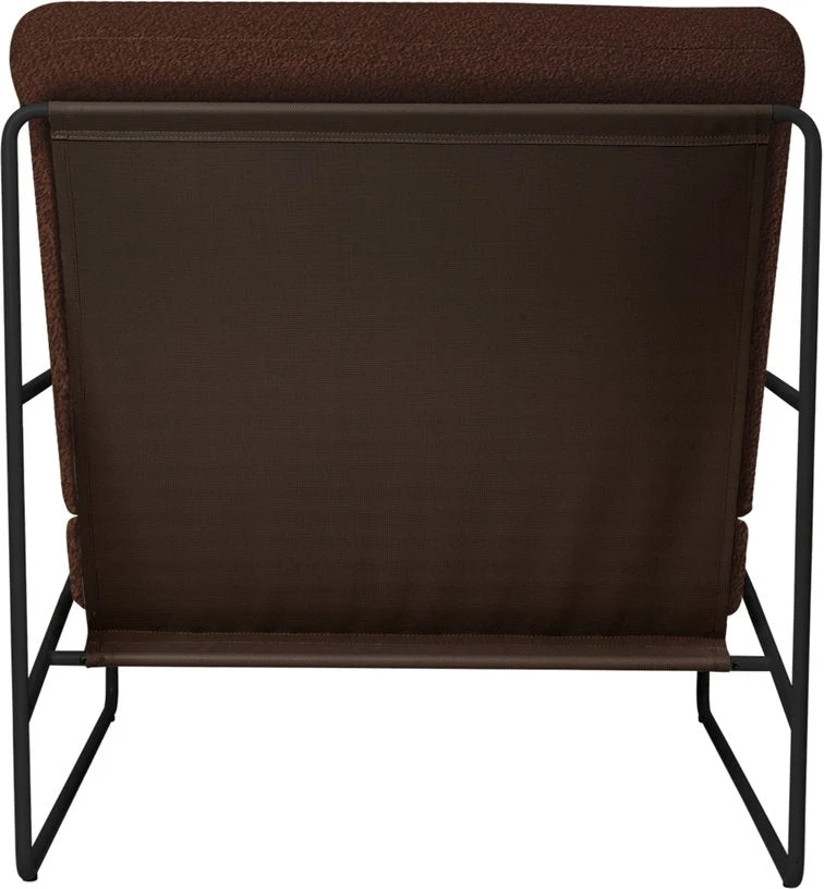 Fauteuil en acier galvanisé noir et tissu bouclé marron 78w79x85cm Desert 1 - Ferm living