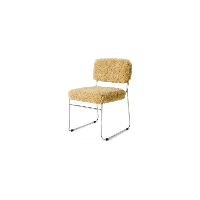 Chaise en tissu duveteux marron et acier chromé Endless - HKLiving