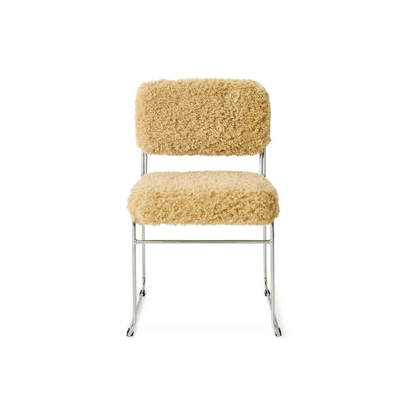 Chaise en tissu duveteux marron et acier chromé Endless - HKLiving
