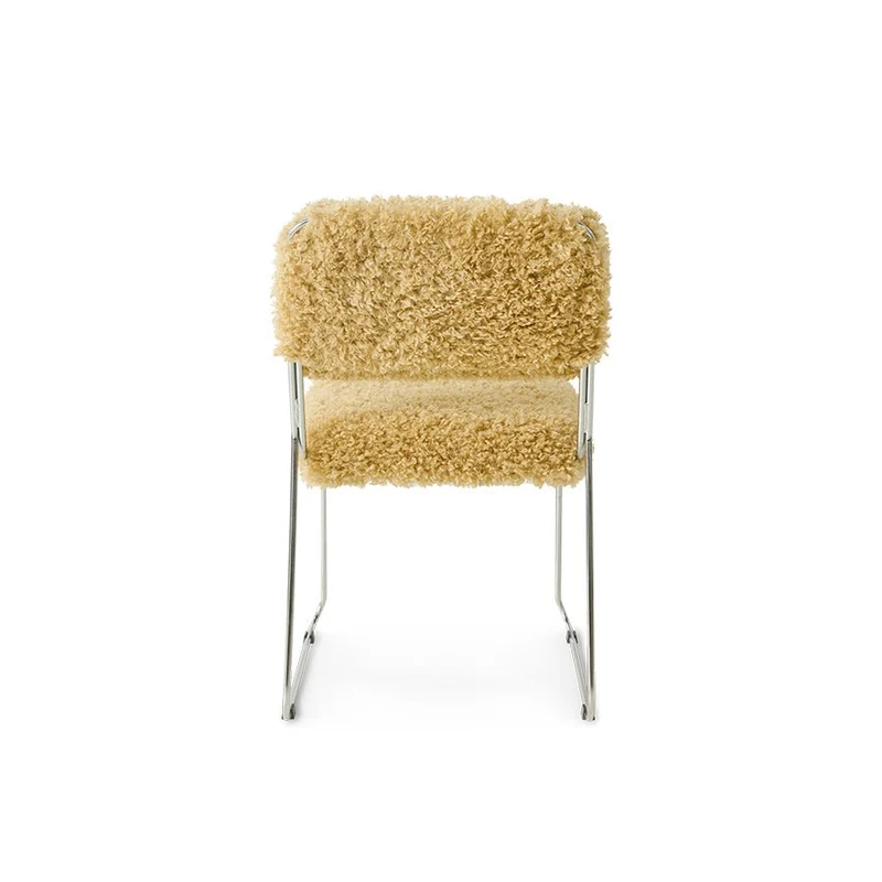 Chaise en tissu duveteux marron et acier chromé Endless - HKLiving