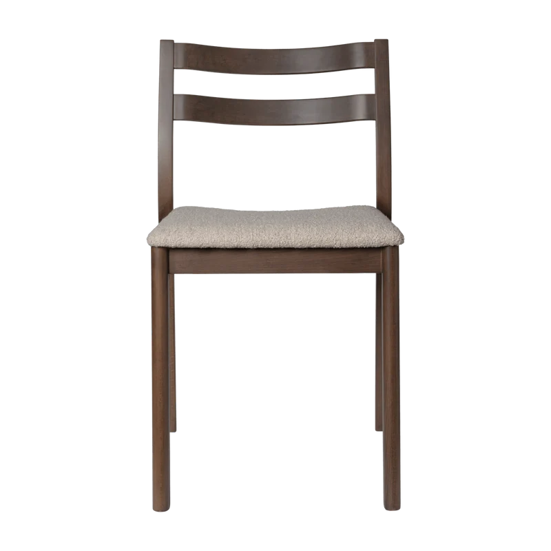 Chaise en hêtre foncé et assise bouclé crème 45,6x49x79cm Boda - Ferm living