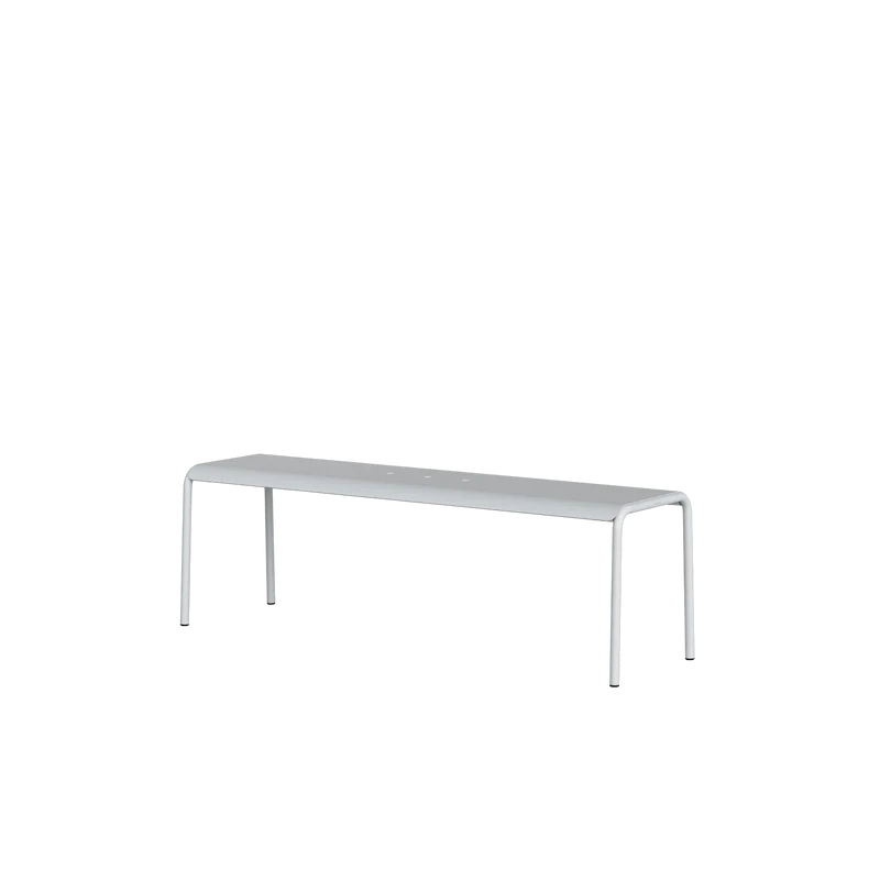 Banc de jardin en acier thermolaqué inoxydable gris craie 140x42x45cm Panorama - TIPTOE